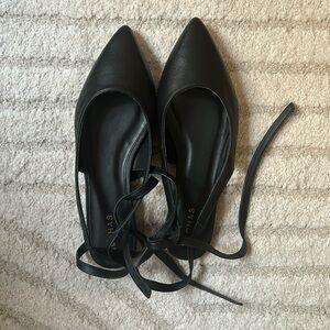 Alohas black ribbon slingbacks, size 9 (40). Never worn. Genuine leather.